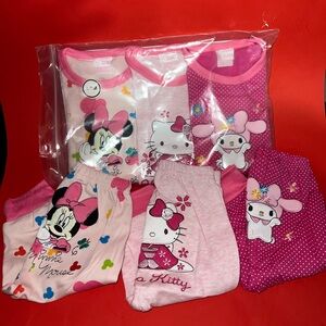 Cute Pink Character Pajama 3 Pair Set
